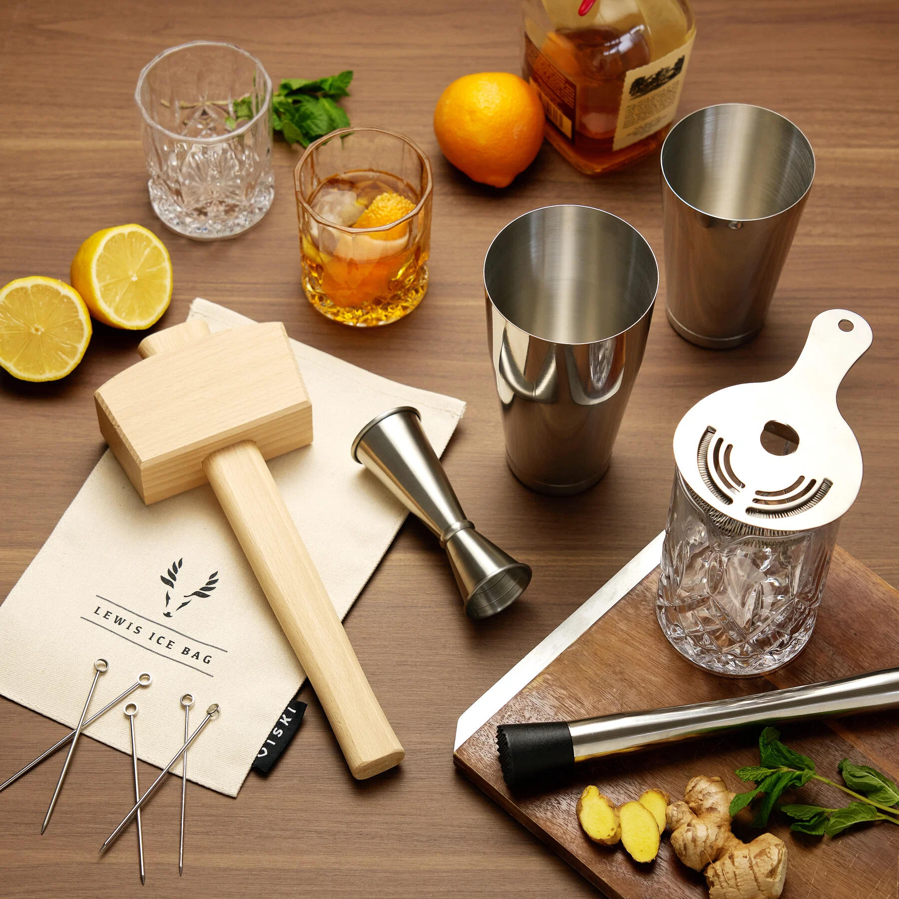 Viski 17-piece stainless-steel home bar tool set